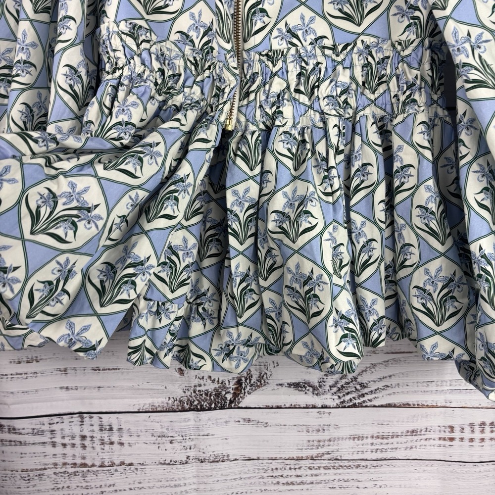 AGUA BY AGUA BENDITA Jamaica Off-The-Shoulder Balloon Floral Top L Celeste READ - Picture 10 of 16